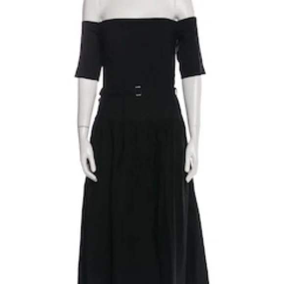 SEA New York Little Black Cocktail Dress off the Shoulder Linen/Cotton Sz 10 - Picture 6 of 16